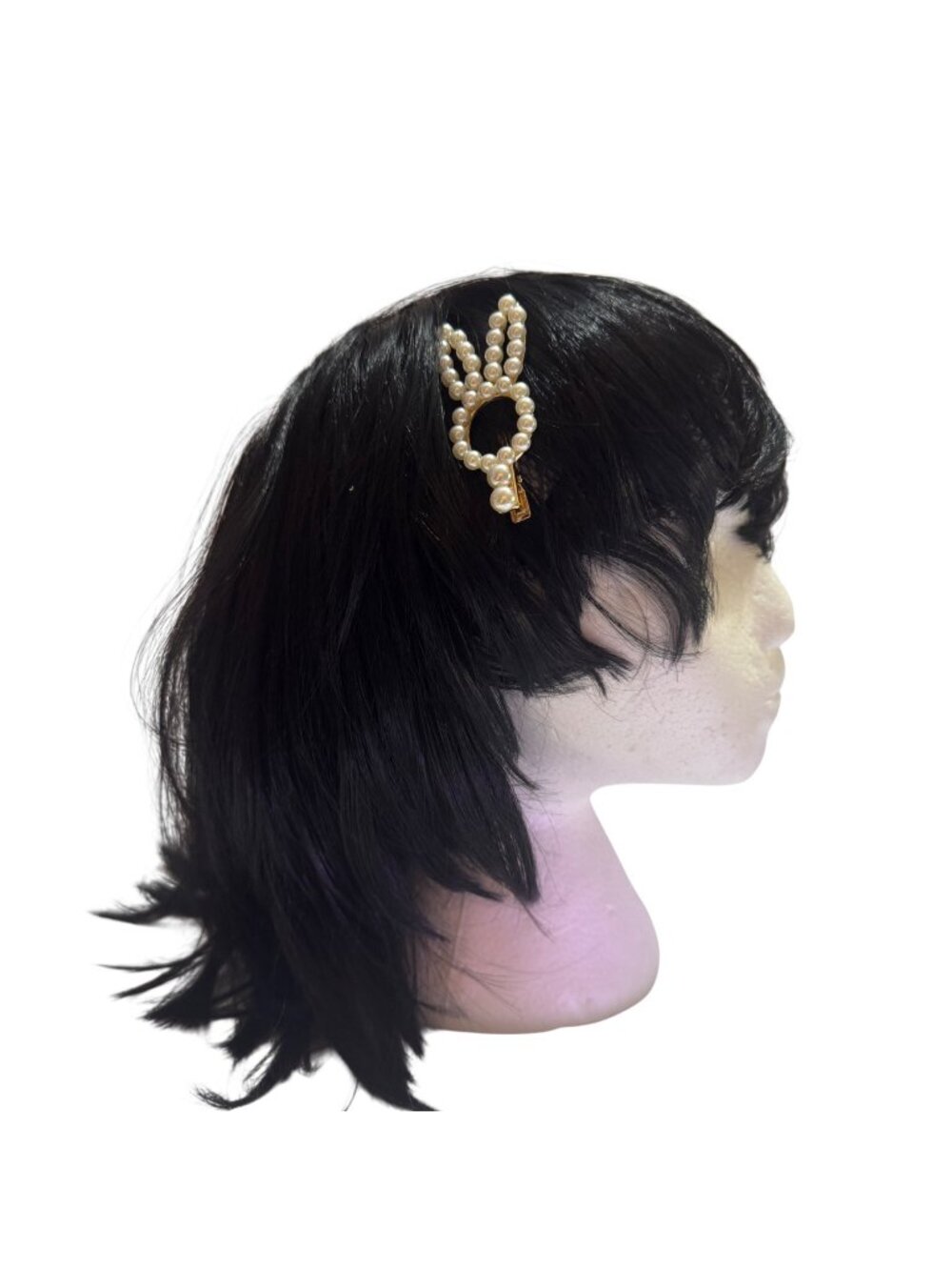 Pearl Bunny Hair Clip Gold Metal Accents Elegant Design Ladies Hair Accessory